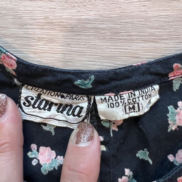 Starina Vintage Cotton Floral Dress-Size M - Picture 5 of 7